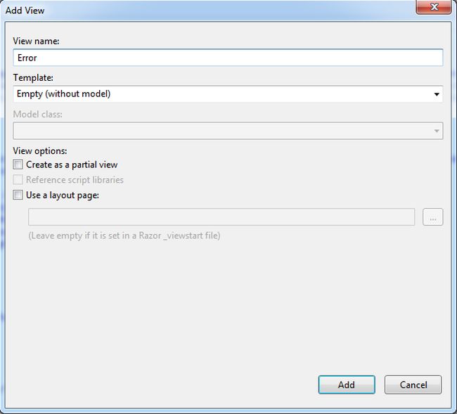 name the view as error